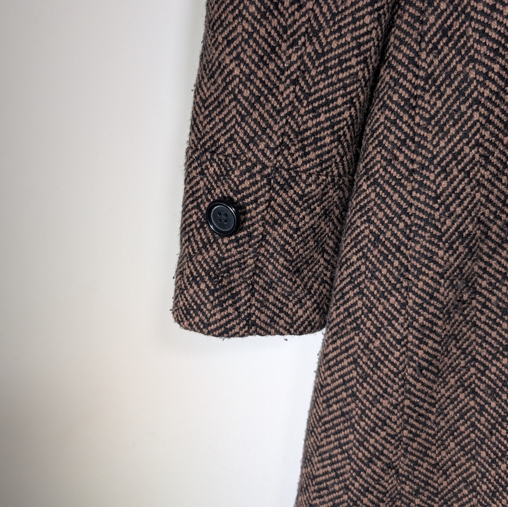 Giacca Brown Tweed Pea Coat S - Picture 8 of 9